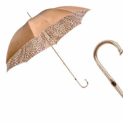Umbrella LEOPARD Ivory with Jewelled Brass Handle 01