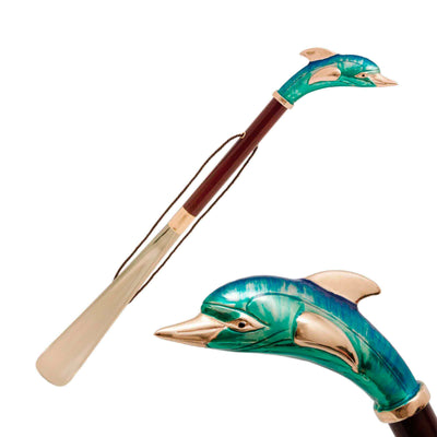 Shoehorn DOLPHIN with Enameled Brass Handle 01