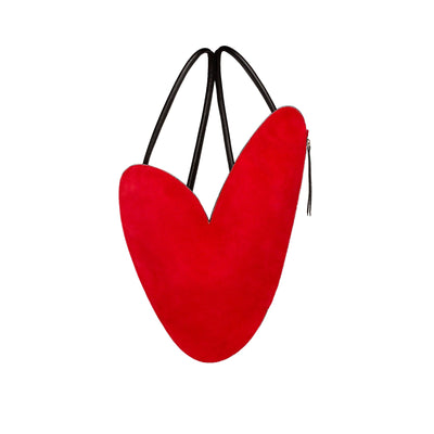Suede Leather Backpack HEART Red by Michele Chiocciolini 01