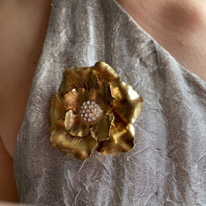 Gold Plated Brass Brooch LA FLEUR by Ornella Bijoux - Unique Piece 02
