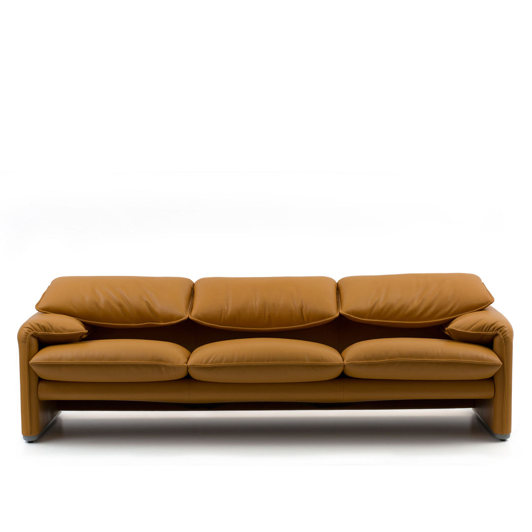Leather Three-Seater Sofa MARALUNGA, designed by Vico Magistretti for Cassina 05