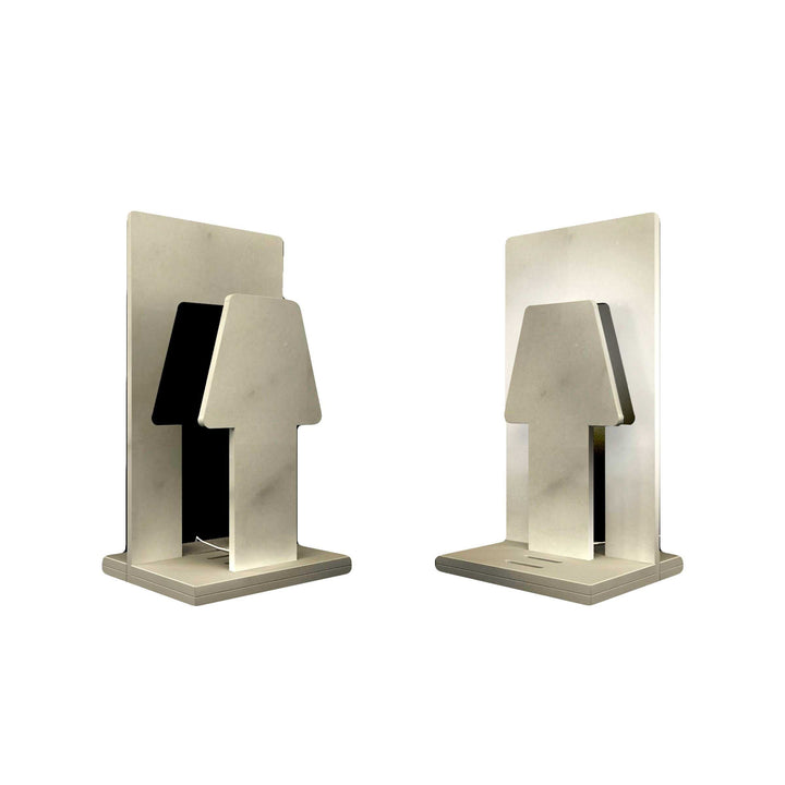 Carrara Marble Table Lamp PIÙ O MENO by Paolo Ulian for Cyrcus Design 03