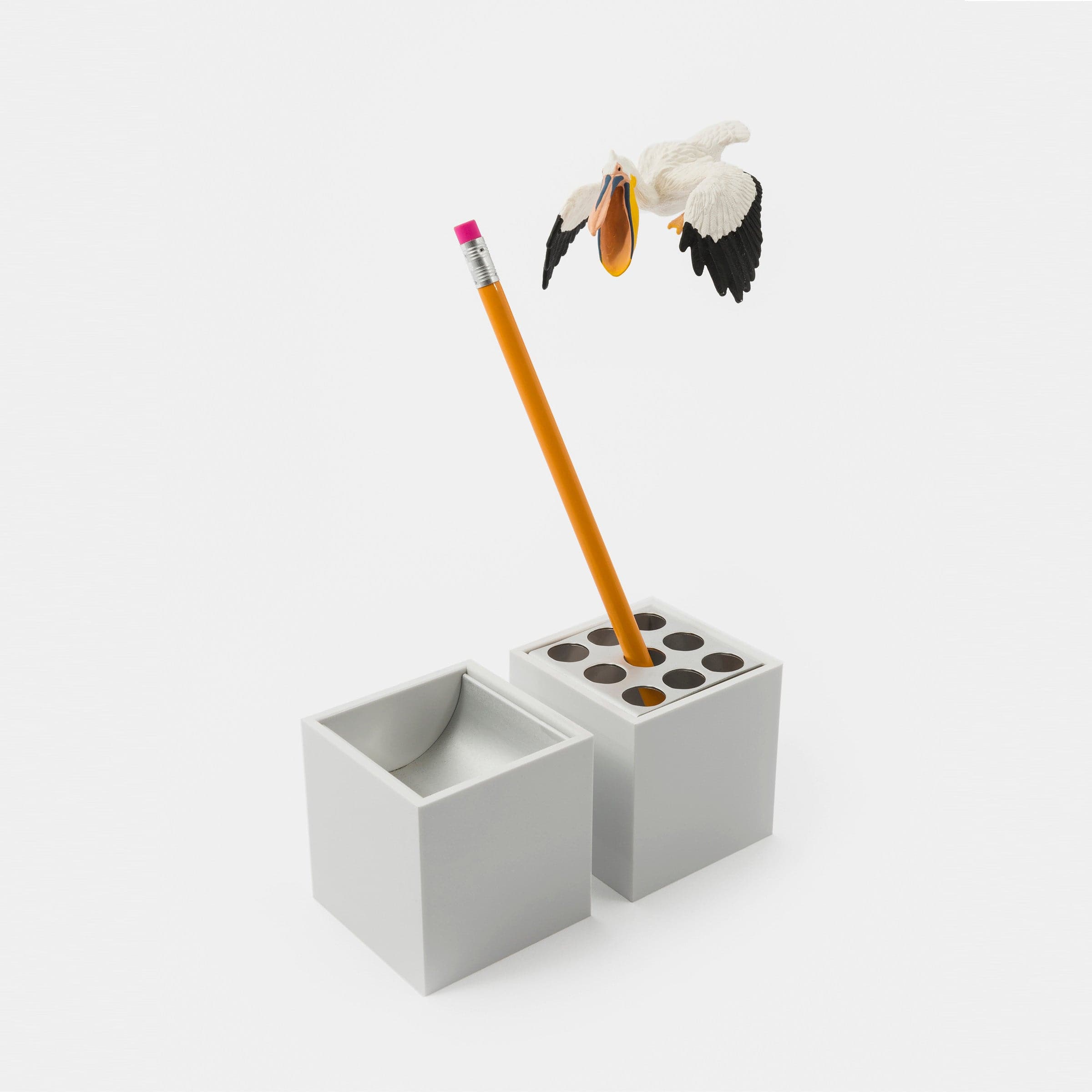 Aluminum Pencil Holder & Paperclip Holder MAIORCA by Bruno Munari