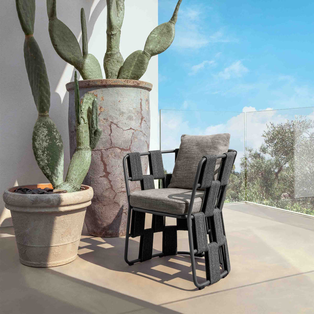 TALENTI divano chaise longue sinistro da esterni CRUISE ALU Collezione Icon  (Graphite / Dark grey - Tessuto e alluminio verniciato) 