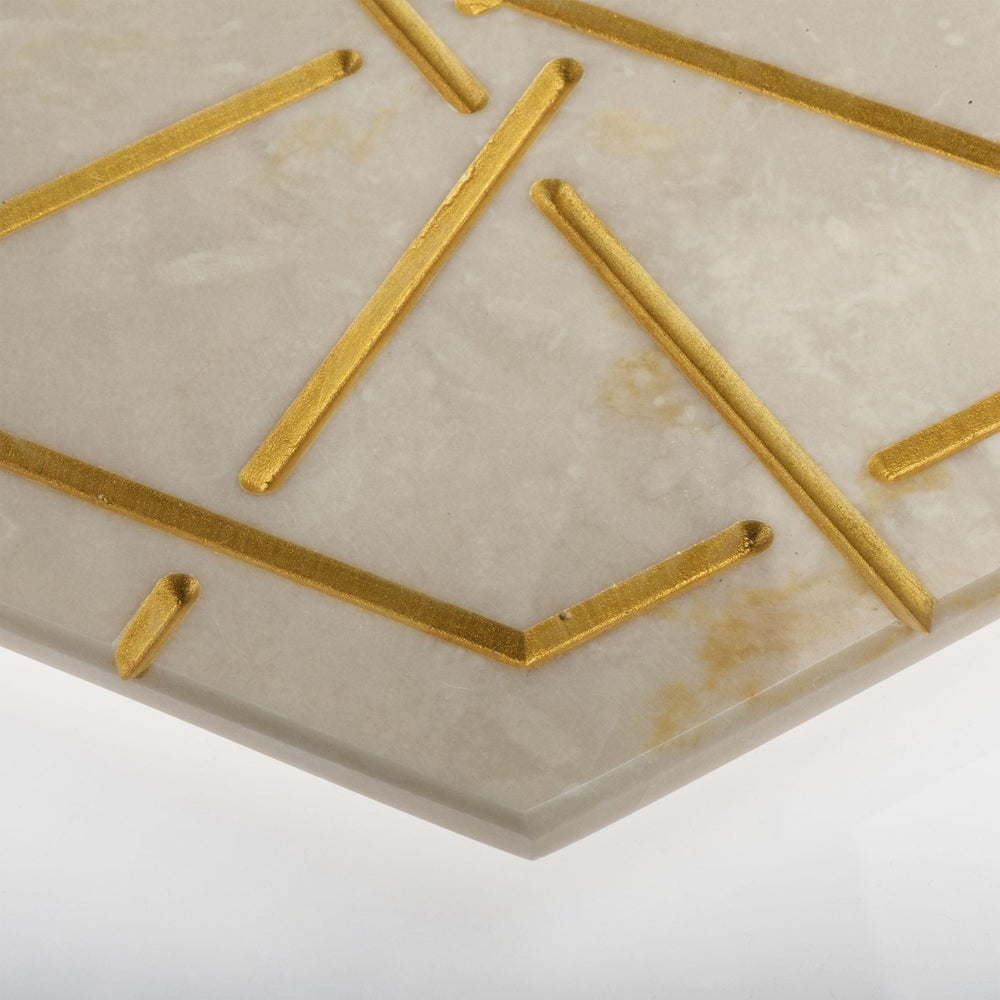 Marble and Gold Hexagonal Charger Plate PALATINA by Gabriele D'Angelo 02