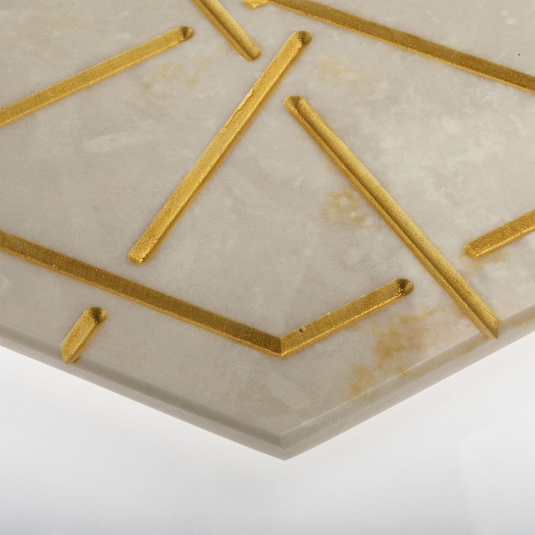 Marble and Gold Hexagonal Charger Plate PALATINA by Gabriele D'Angelo 02