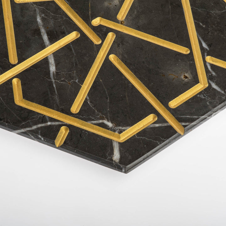 Marble and Gold Hexagonal Charger Plate PALATINA by Gabriele D'Angelo 06