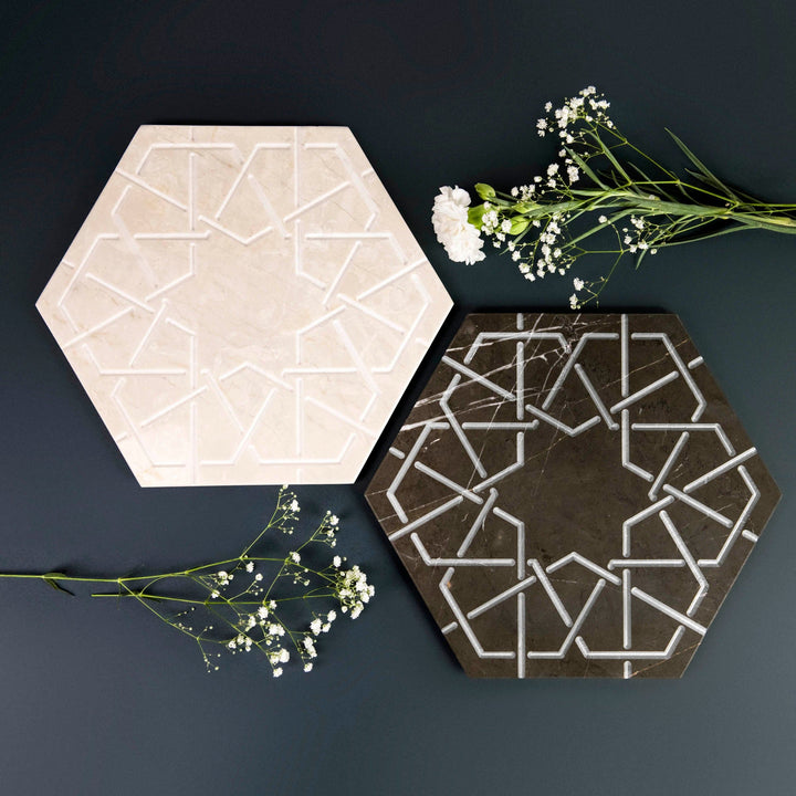 Marble Hexagonal Charger Plate PALATINA by Gabriele D'Angelo 018