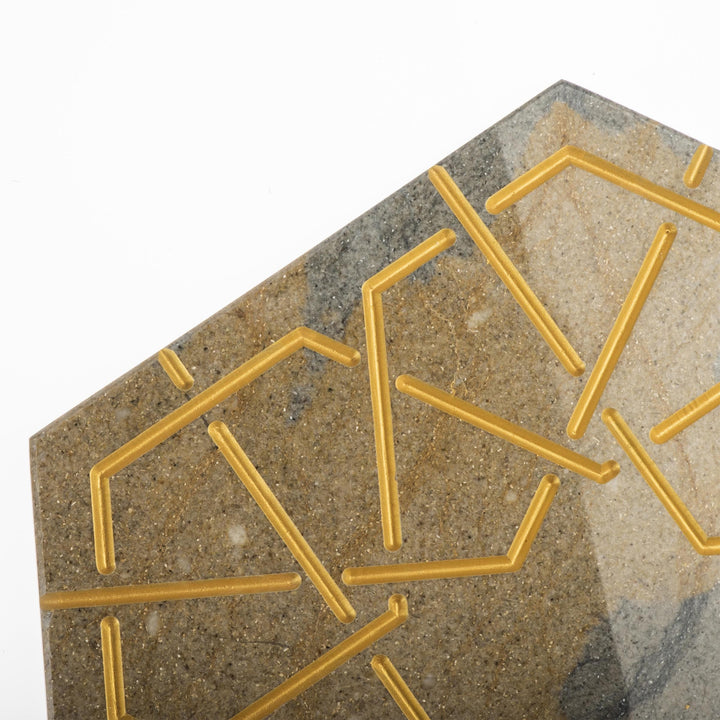 Marble and Gold Hexagonal Charger Plate PALATINA by Gabriele D'Angelo 08