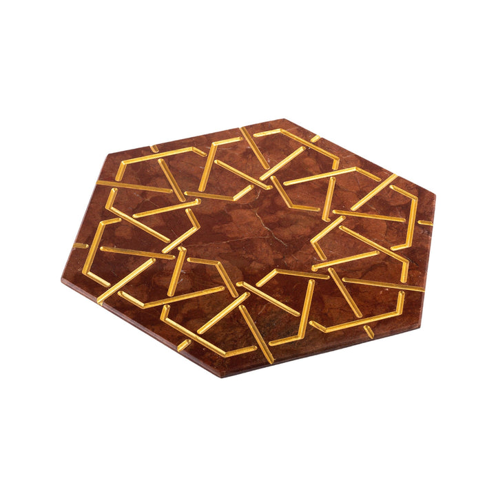 Marble and Gold Hexagonal Charger Plate PALATINA by Gabriele D'Angelo 010