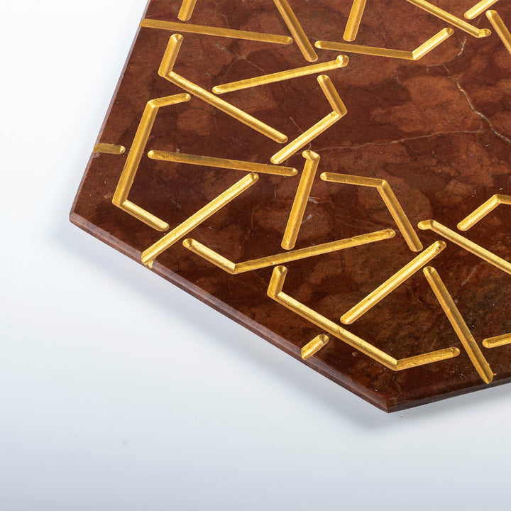 Marble and Gold Hexagonal Charger Plate PALATINA by Gabriele D'Angelo 012