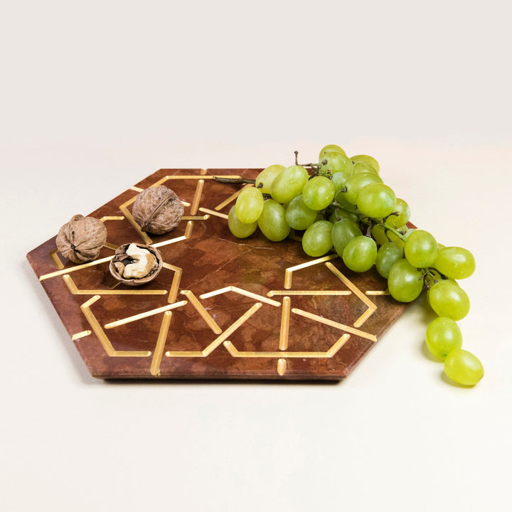 Marble and Gold Hexagonal Charger Plate PALATINA by Gabriele D'Angelo 011