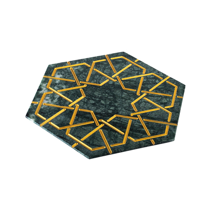 Marble and Gold Hexagonal Charger Plate PALATINA by Gabriele D'Angelo 013