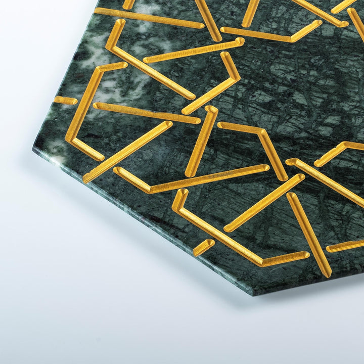 Marble and Gold Hexagonal Charger Plate PALATINA by Gabriele D'Angelo 014
