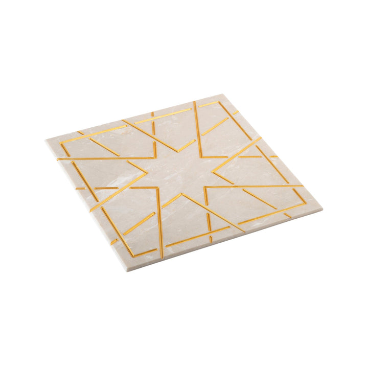 Marble and Gold Square Charger Plate PALATINA by Gabriele D'Angelo 01