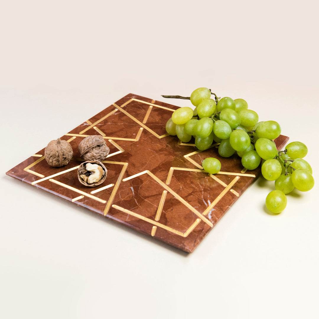 Marble and Gold Square Charger Plate PALATINA by Gabriele D'Angelo 012