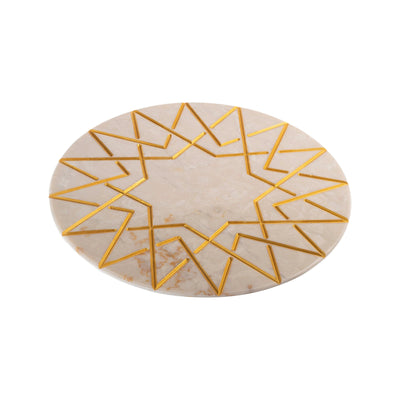 Marble and Gold Round Charger Plate PALATINA by Gabriele D'Angelo 01