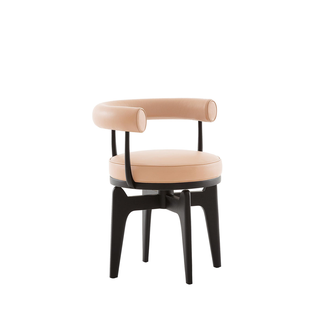 Wood and Leather Swivel Chair INDOCHINE by Charlotte Perriand for Cassina 01
