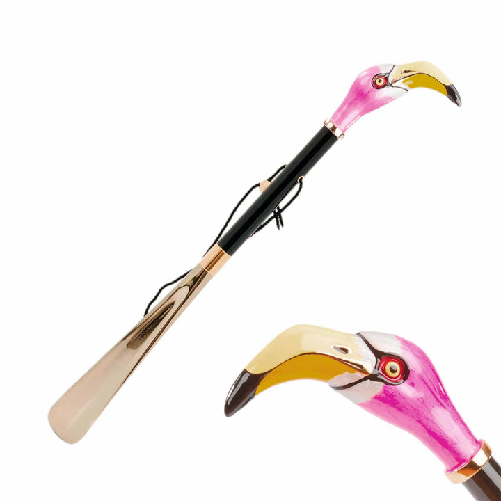 Shoehorn FLAMINGO with Enameled Brass Handle 01
