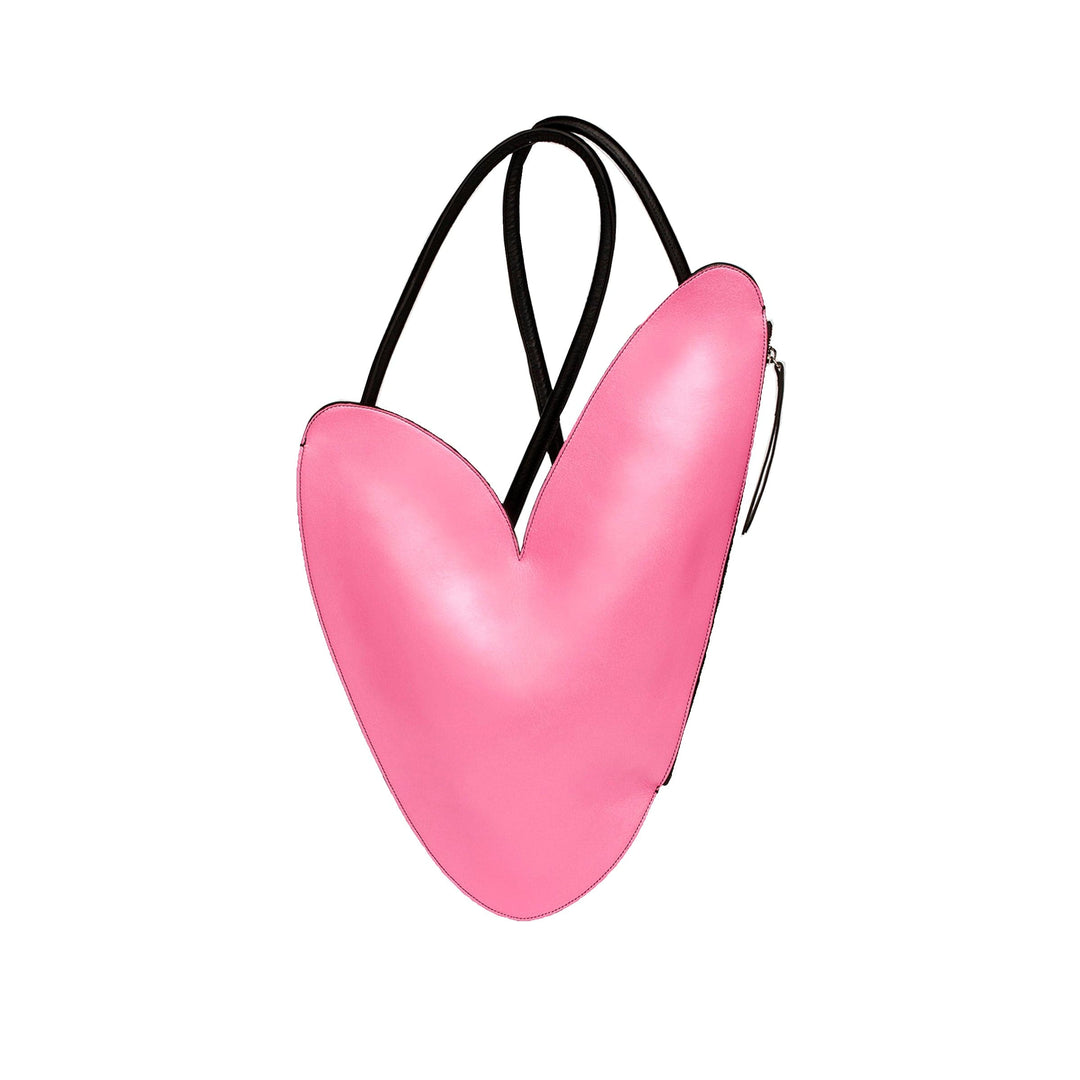 Suede Leather Backpack HEART Pink by Michele Chiocciolini 01