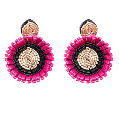 Leather Earrings ANEMONE PENDANT LUX Pink 01