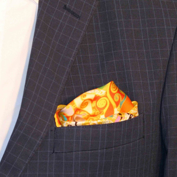 Silk Twill Pocket Square MOVING SNAILS by Orequo 01