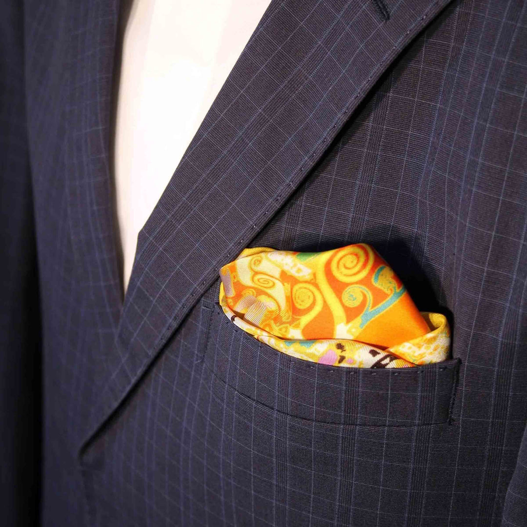 Silk Twill Pocket Square MOVING SNAILS by Orequo 03