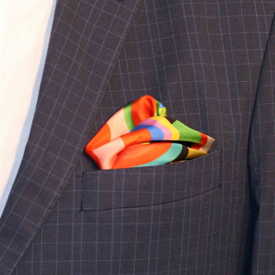 Silk Twill Pocket Square RAINBOW SYMPHONY by Orequo 01