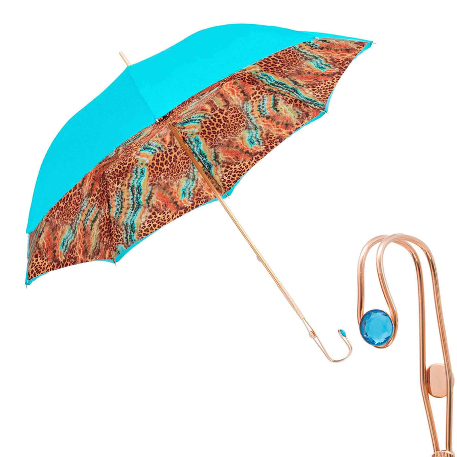 Umbrella BRIGHT ANIMALIER with Jewelled Brass Handle 01