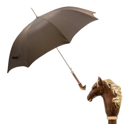 Umbrella BROWN HORSE with Enameled Brass Handle 01