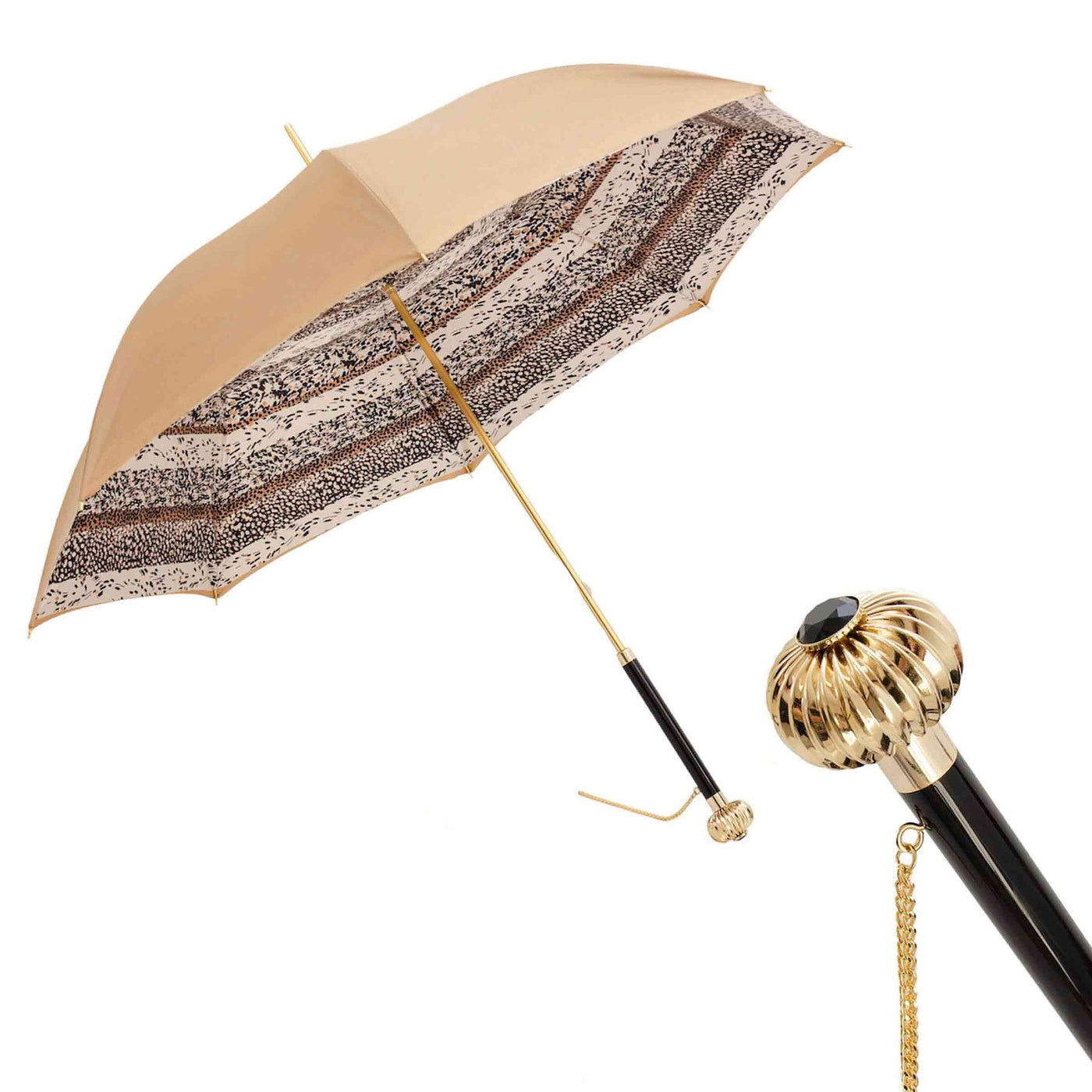 Umbrella CLASSIC BEIGE with Jewelled Handle 01
