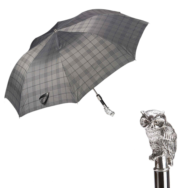 Folding Umbrella OWL with Silver-Plated Resin Handle 01