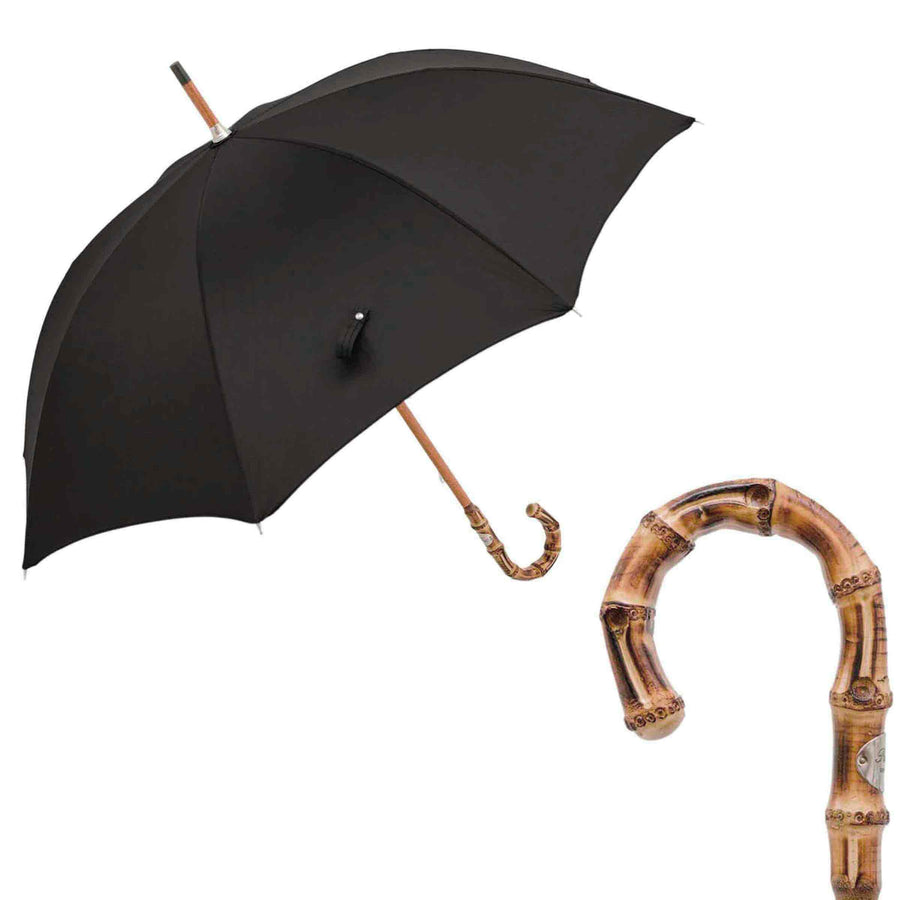 Umbrella OXFORD BLACK with Bamboo Handle 01