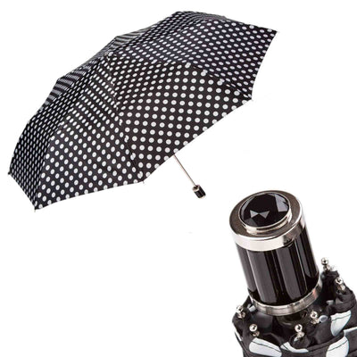Folding Umbrella POLKA DOTS with Jewelled Acetate Handle 01