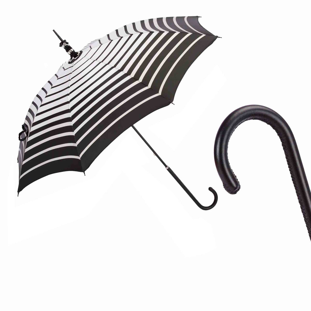 Parasol STRIPED with Leather Handle 01