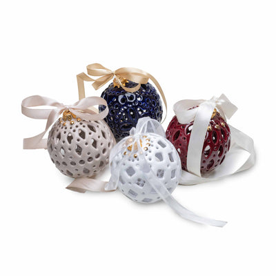 Ceramic Openwork Christmas Balls BAUBLES Set of 4 by E-Pottery 01