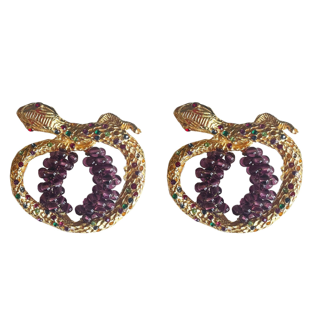 Gold Plated Brass Stud Earrings SNAKES by Ornella Bijoux 03