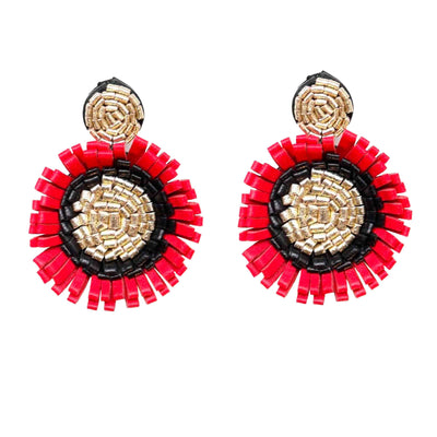 Leather Earrings ANEMONE PENDANT LUX Red 01