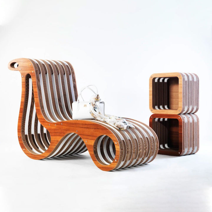 Cardboard and Wood Chaise Longue X2CHAIR 011