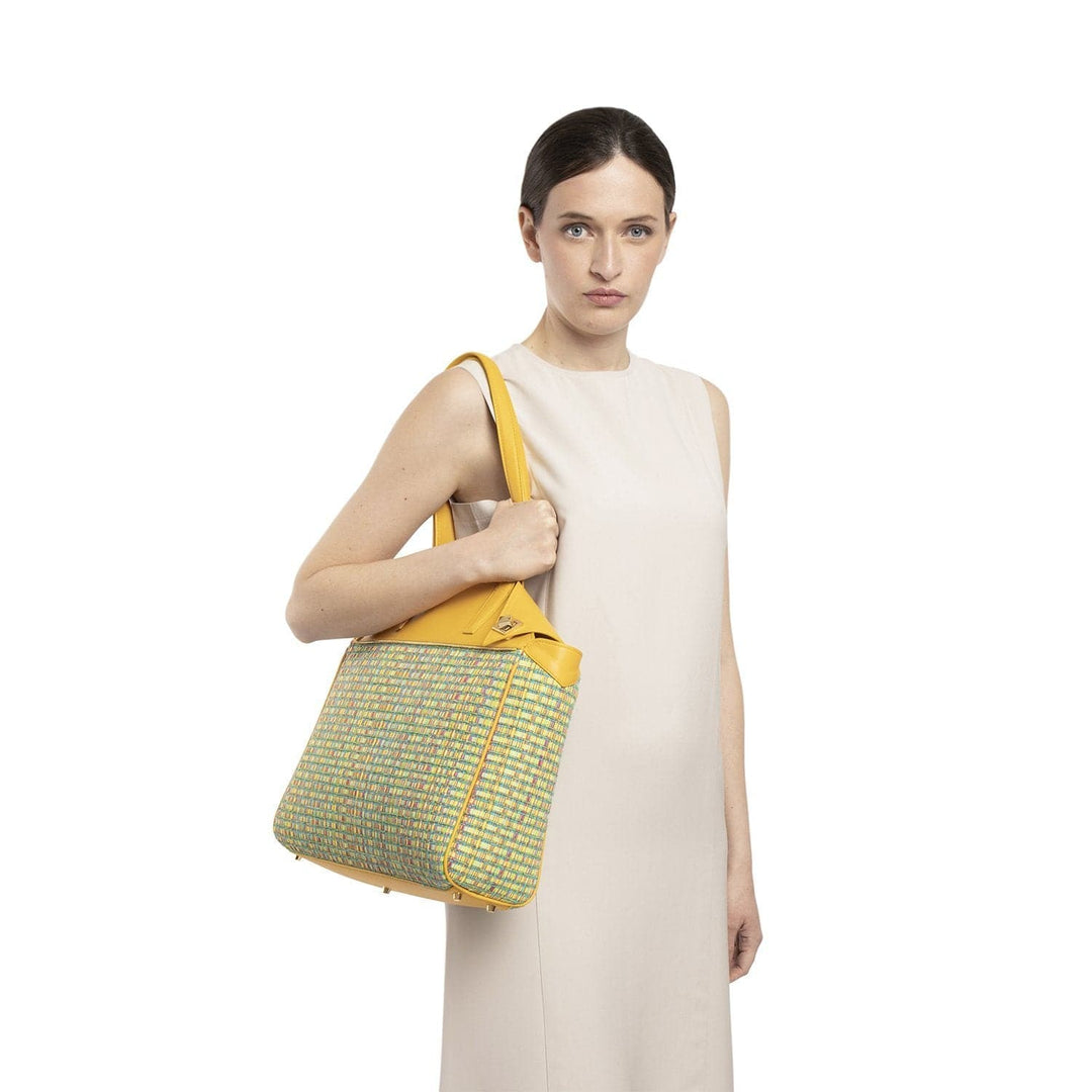 Work Bag NINA Yellow Vies Cotton by Vanessa Saroni 05
