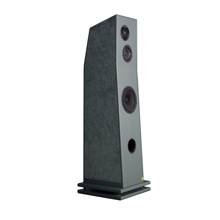 Floor Standing Wood & Fabric Loudspeaker SUPREME with Amplifier 01