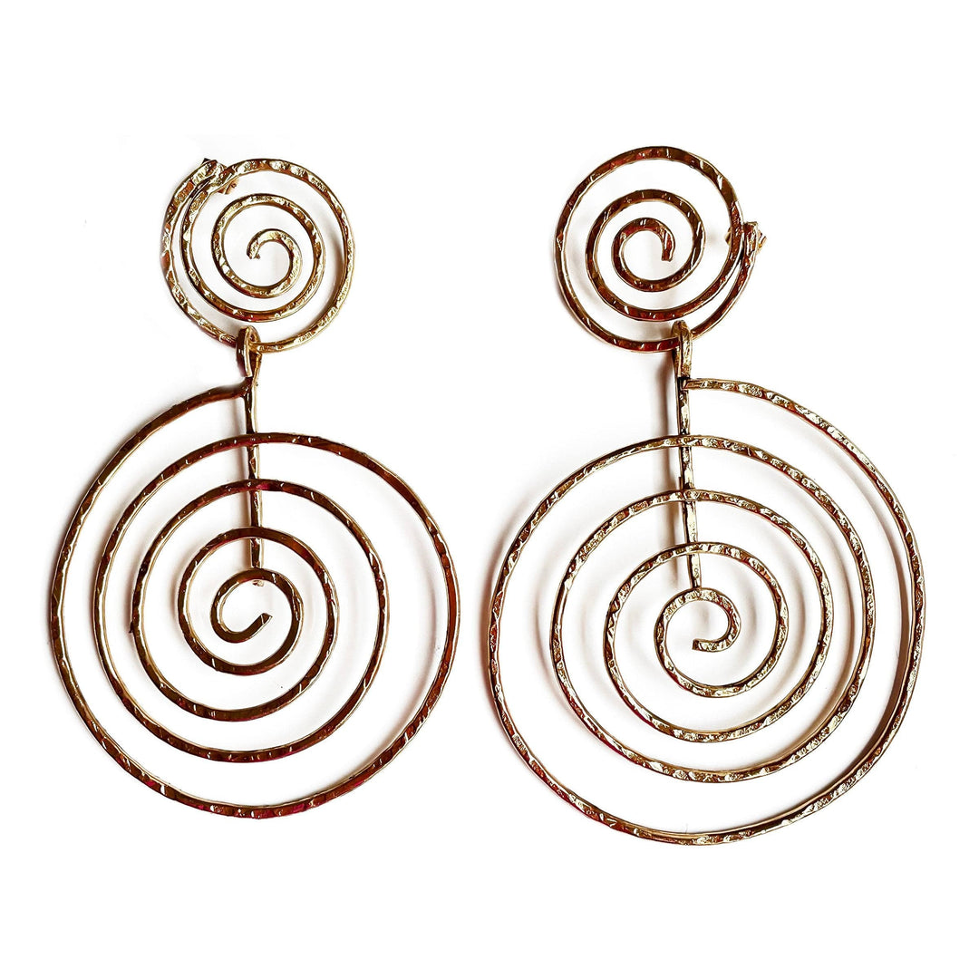 Gold Plated Brass Drop Earrings LABYRINTH by Ornella Bijoux 01