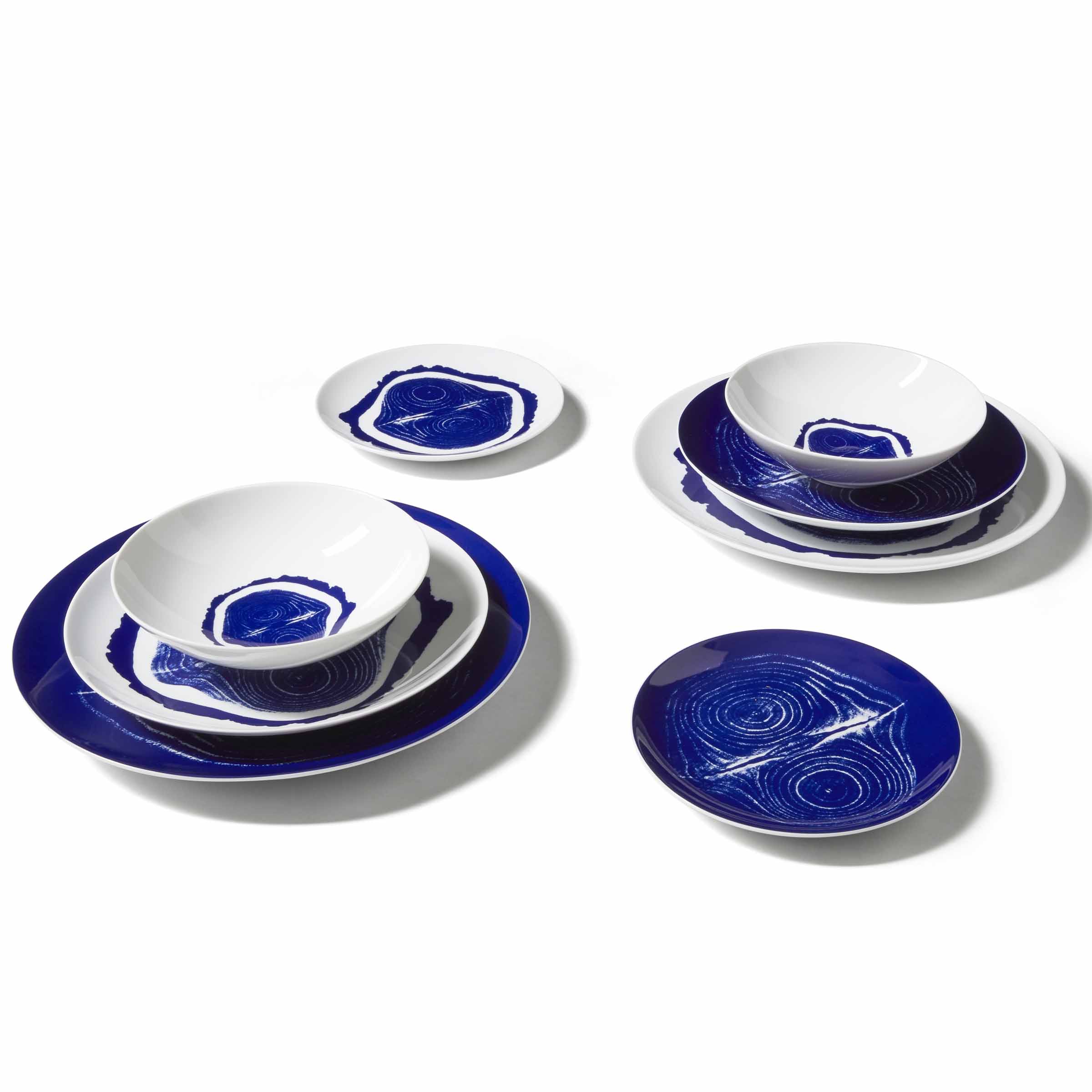 Richard Ginori Italian Royal Blue White Soup Bowl & Saucer outlet Plate Double Handles