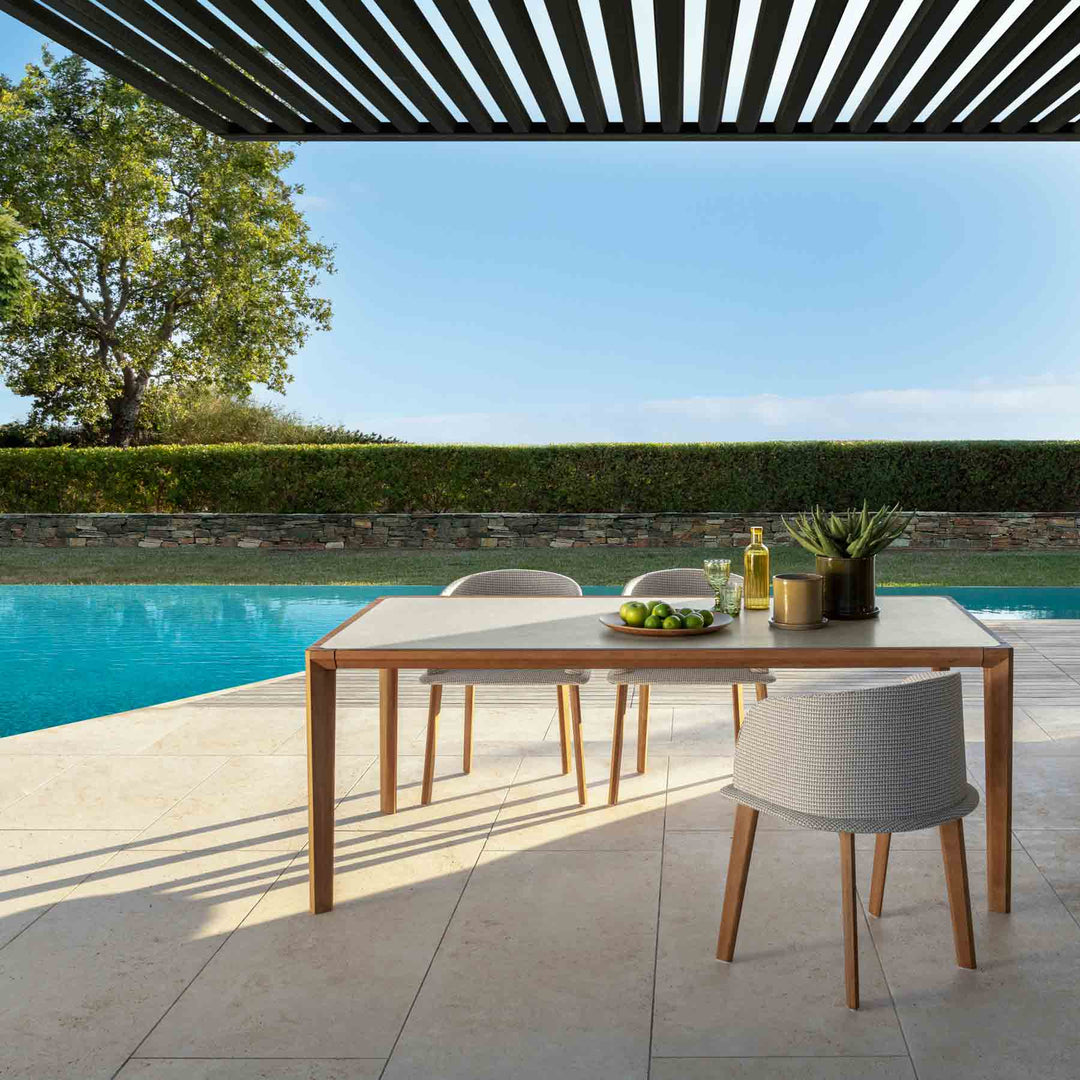 Outdoor Wood and Marble Dining Table CLEOSOFT/WOOD by Marco Acerbis for Talenti 06