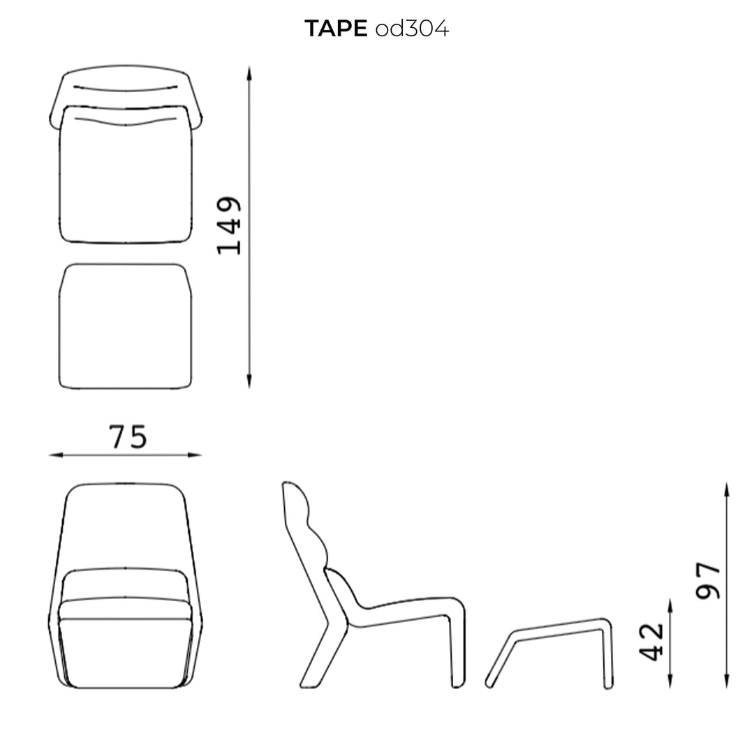 Footrest Armchair TAPE by Radice Orlandini Designstudio 07