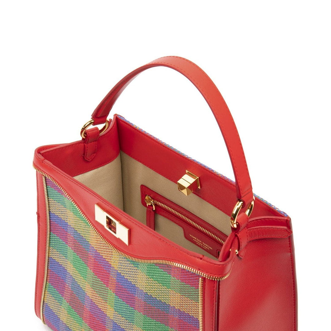 Top Handle Bag JUJU Colourful Tartan by Vanessa Saroni 03