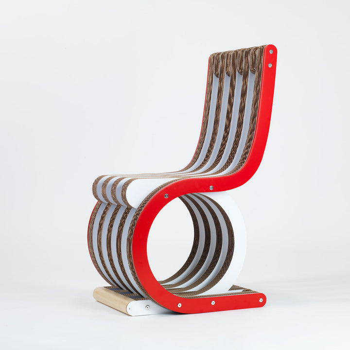 Cardboard Chair TWIST Lacquered Red 03