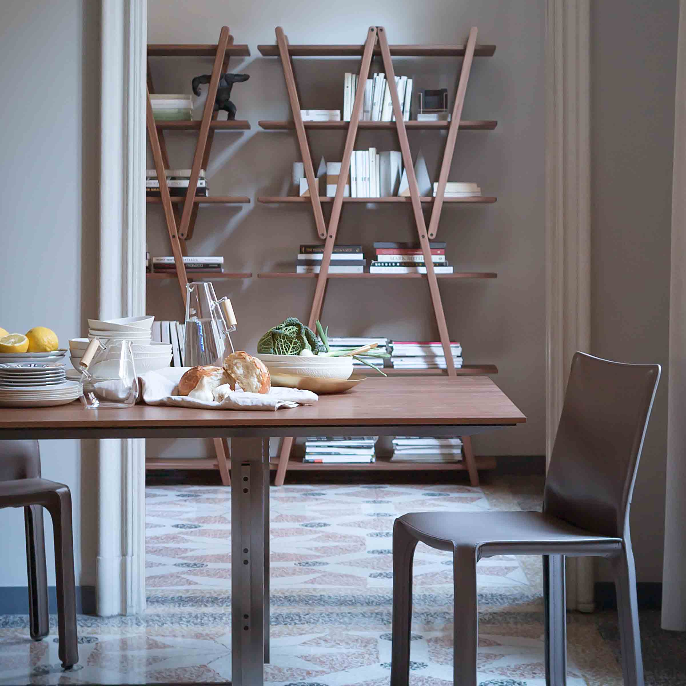 Folding Wood Bookshelf NUVOLA ROSSA by Vico Magistretti for