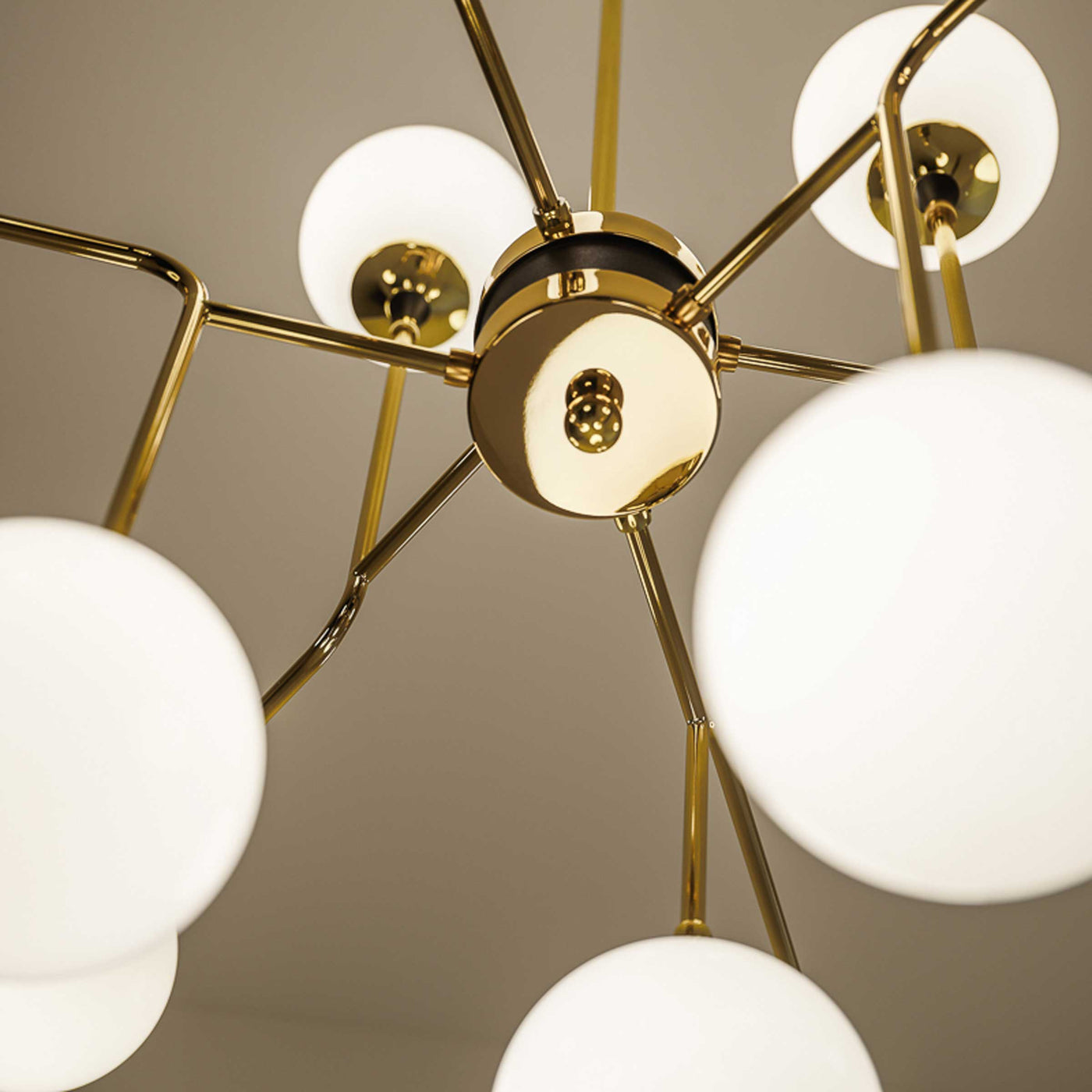 Brass and Blown Glass Suspension Lamp GALASSIA by Stilnovo 02