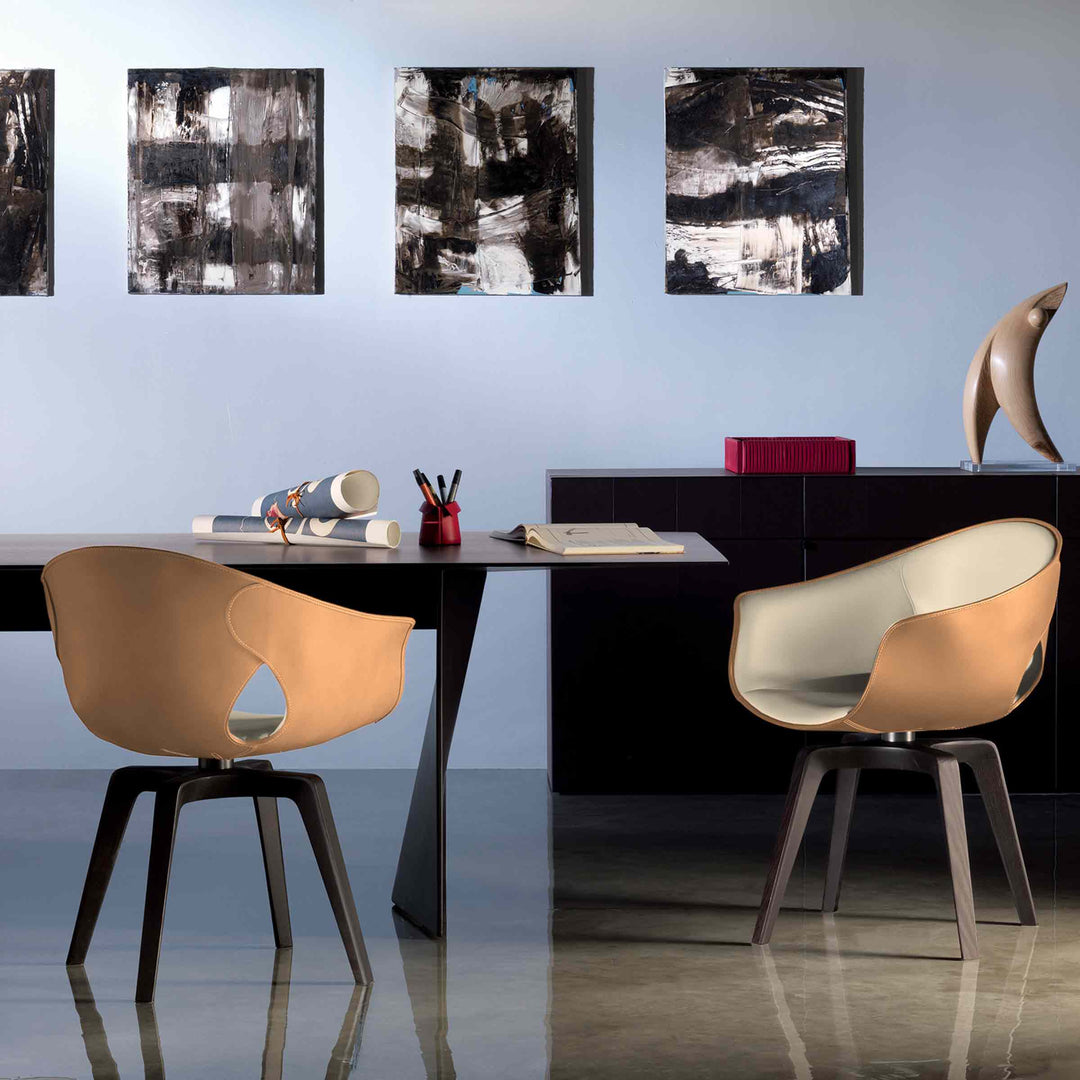 Leather Swivel Chair GINGER by Roberto Lazzeroni for Poltrona Frau 09